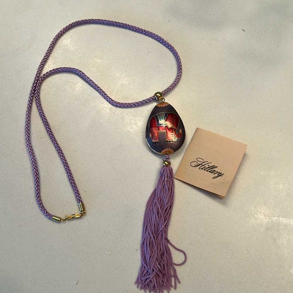 NWT Vintage Cloisonné Elephant Necklace